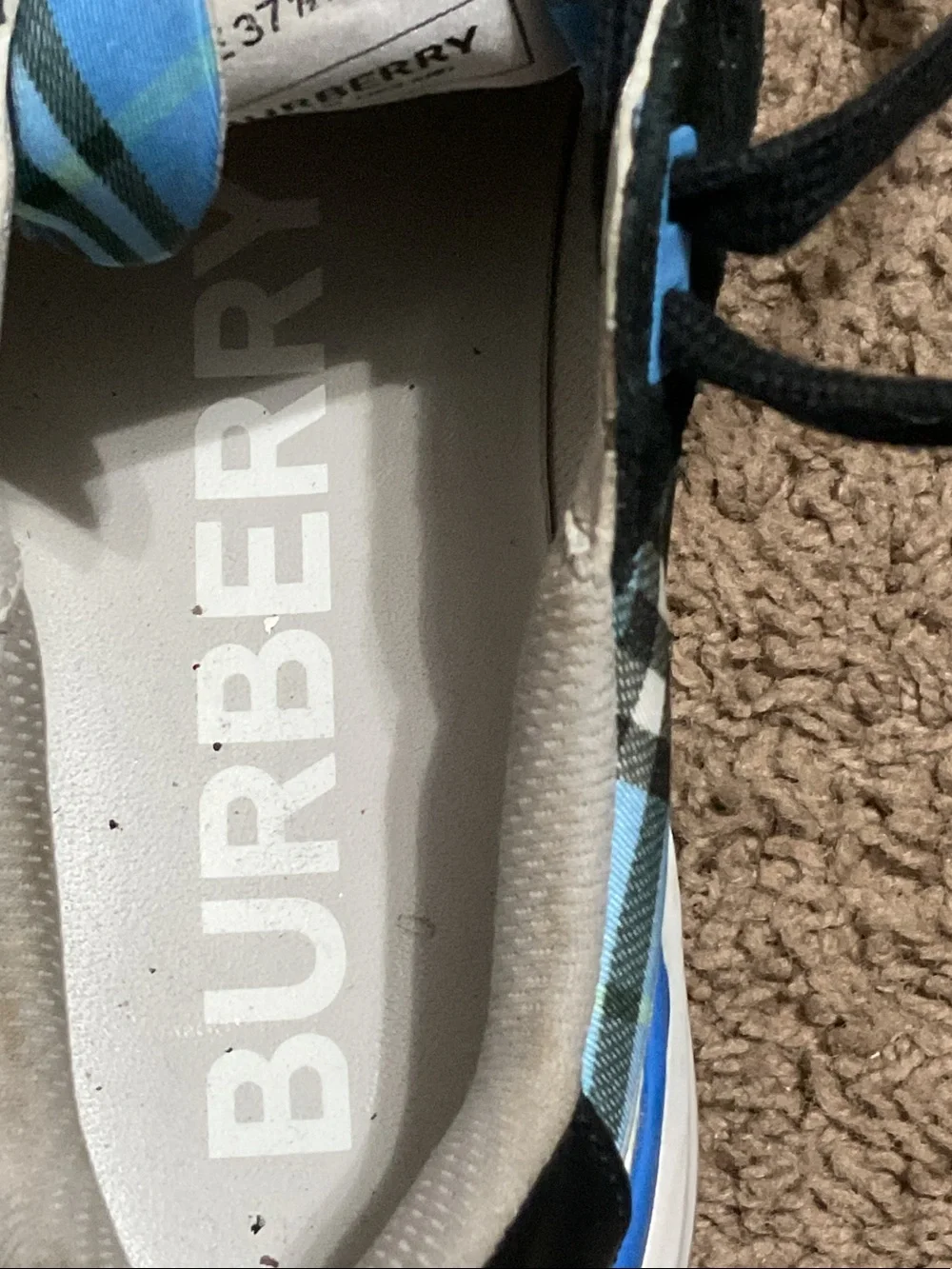 Burberry Blue Plaid Strap Women’s Sneakers